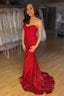 Mermaid Sweetheart Sparkly Red Sequins Long Prom Dresses