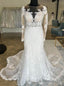 Mermaid Tulle Lace Wedding Dresses With Long Sleeves