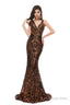 Mermaid V Neck Sleeveless Sequind Long Prom Dresses