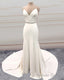 Mermaid V Neck Sweep Train Wedding Dresses Bow Sashes