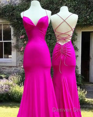 Mermaid V-Neckline Cross-Back Satin Dress