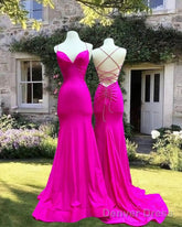 Mermaid V-Neckline Cross-Back Satin Dress