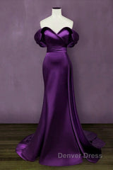 Mermaid Violet Prom Dresses Off The Shoulder