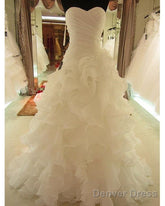 Mermaid Wedding Dresses Sweetheart Organza Ruffles Train