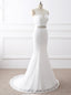Mermaid White Lace Backless Wedding Dresses