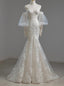 Mermaid White Long Sleeve Appliques Wedding Dresses
