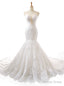 Mermaid White Sweetheart Neck Backless Appliques Wedding Dress