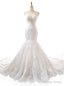 Mermaid White Sweetheart Neck Backless Appliques Wedding Dresses