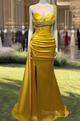 Mermaid Yellow Pearl Strap Dresses