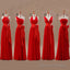 Mismatched Junior Chiffon Red Long A Line Floor Length Bow Sash Cheap Maxi Bridesmaid Dresses