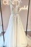 Modern Long V-Neck Sleeveless Lace Wedding Dresses Online