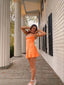 Modest A Line Spaghetti Straps Orange Satin Short Prom 8Th Grade Homecoming Dress Middle School Semi Mini Prom Hoco Dresses Backless Cocktail Outfits