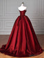 Modest Ball Gowns Strapless Burgundy Satin Floor Length Prom Dress