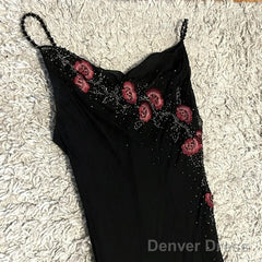 Modest Black Long Prom Dresses With Flowers 22Th Birthday Outfits