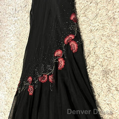 Modest Black Long Prom Dresses With Flowers 22Th Birthday Outfits