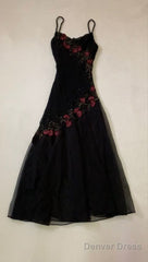 Modest Black Long Prom Dresses With Flowers 22Th Birthday Outfits