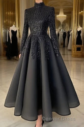 modest blue prom Dresses lace emroidery evening Dresses