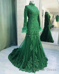 Modest Long Sleeve Lace Mermaid Dress