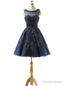 Navy Blue Homecoming Dress With Beaded Crystal Occasion Dresses