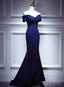 Navy Blue Mermaid Sweetheart Long Prom Dress, Blue Prom Dresses