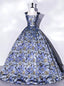 Navy Blue Satin Straps Quinceanera Dresses