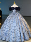 Navy Blue Sequins Off the Shoulder Quinceanera Dresses