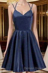 Navy Blue Short Prom Dresses Juniors Homecoming Dresses