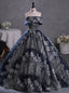 Navy Blue Silver Sequins Off the Shoulder Quinceanera Dresses