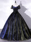 Navy Blue Tulle Puff Sleeve Quinceanera Dresses