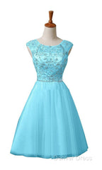 New A-Line Scoop Tulle Knee Length Homecoming Dresses