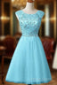 New A Line Scoop Tulle Knee Length Homecoming Dresses