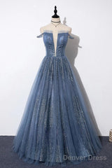 New Arrival Sequins Tulle Off-The-Shoulder Floor Length Evening Dress