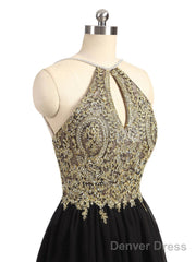 Newest Unique Beading Halter Lace Appliques Top Black Chiffon Skirt Open Back Homecoming Dress