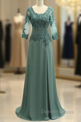 Noble A-Shaped Princess Chiffon Sticker Spoon 3/4 Sleeve Mother Of The Bride Dresses