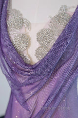 Noble Purple Mermaid Gown - Glitter Rhinestone Tulle Prom Dresses For Special Ocassions