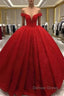 Off Shoulder Glitter Ball Gowns Wedding Dresses Red Sequin Bridal Wear