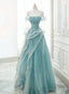 Off Shoulder Lace up Prom Dress,Blue Birthday Dress Pretty Prom Dresses