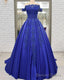 Off Shoulder Long Satin Prom Dresses Lace Embroidery