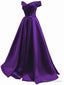 Off Shoulder Satin Simple Sweetheart Long Prom Dress, A Line Prom Dress