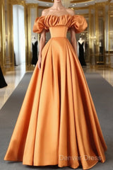 Off Shoulder Satin Sweetheart Lace-Up Party Dresses, Satin Simple Evening Dresses Prom Dresses