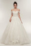 Off Shoulder Sweetheart A Line Lace up Floor Length Lace Appliques Wedding Dresses
