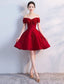 Off Shoulder Wine Red Short Beaded Homecoming Dress, Short Prom Dress, Graduation Prom Dresses