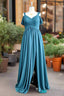 Off The Shoulder Bridesmaid Dress For Women With Slit A Line Spaghetti Straps Long Chiffon Pleated Prom Dresses