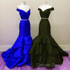 Off The Shoulder Burgundy Evening Dresses Mermaid New Two Piece Prom Dresses