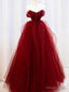 Off the Shoulder Burgundy Long Prom Dress, Wine Red Long Prom Dresses