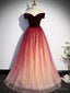 Off the Shoulder Burgundy Ombre Long Prom Dress, Wine Red Ombre Long Prom Dresses