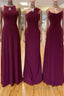 Off The Shoulder Floor Length Chiffon Long Bridesmaid Dresses