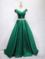 Off the Shoulder Green Long Prom Dress, Off Shoulder Long Green Prom Dresses