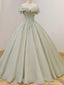 Off the Shoulder Light Sage Long Prom Dresses, Off Shoulder Long Sage Prom Gown