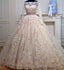 Off The Shoulder Long Sleeves Ball Gowns Wedding Lace Dresses With Bow Sashes